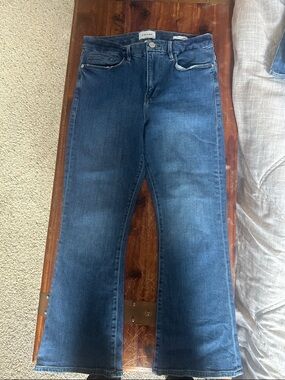Frame Denim Dark Blue Le Crop Mini Boot Jeans size 30